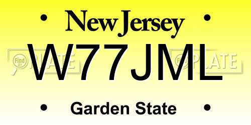 W77JML New Jersey License Plate
