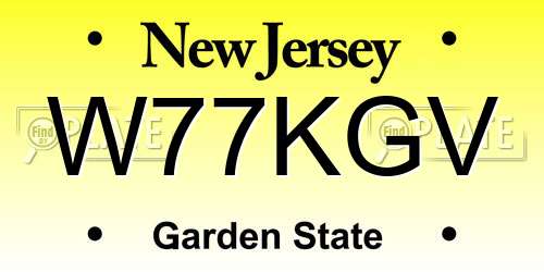W77KGV New Jersey License Plate