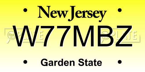 W77MBZ New Jersey License Plate