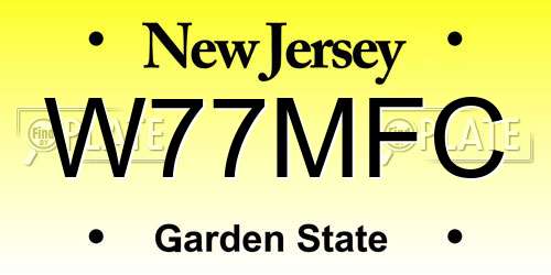 W77MFC New Jersey License Plate