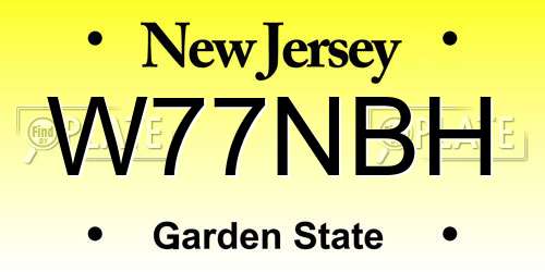 W77NBH New Jersey License Plate