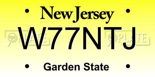 W77NTJ New Jersey License Plate