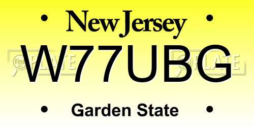W77UBG New Jersey License Plate