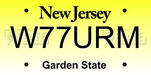 W77URM New Jersey License Plate