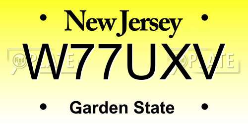 W77UXV New Jersey License Plate