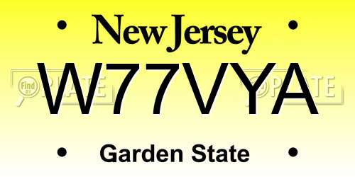 W77VYA New Jersey License Plate