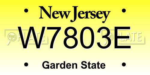 W7803E New Jersey License Plate