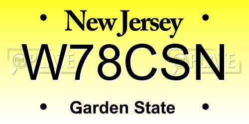 W78CSN New Jersey License Plate