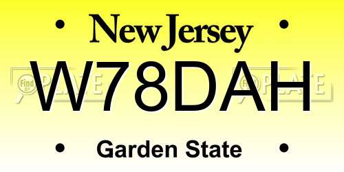 W78DAH New Jersey License Plate