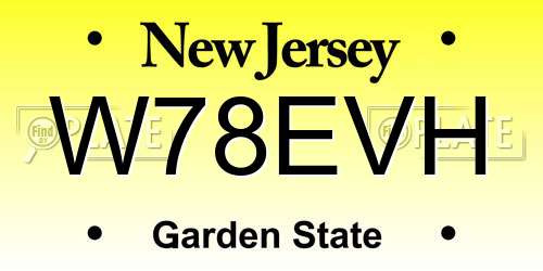 W78EVH New Jersey License Plate