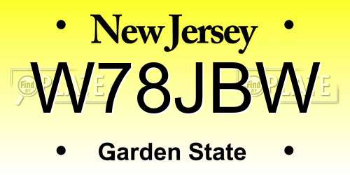 W78JBW New Jersey License Plate