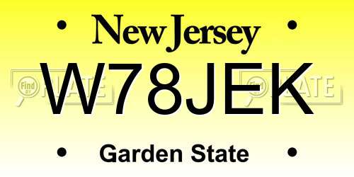 W78JEK New Jersey License Plate
