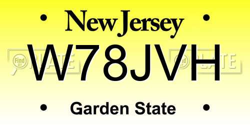 W78JVH New Jersey License Plate
