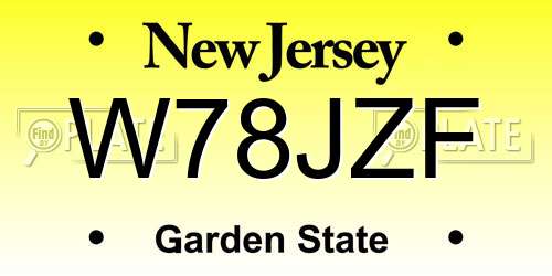 W78JZF New Jersey License Plate