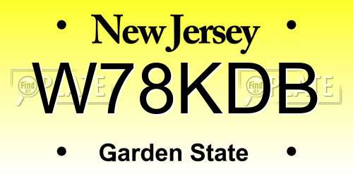 W78KDB New Jersey License Plate