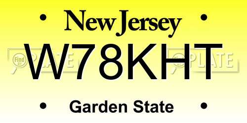 W78KHT New Jersey License Plate