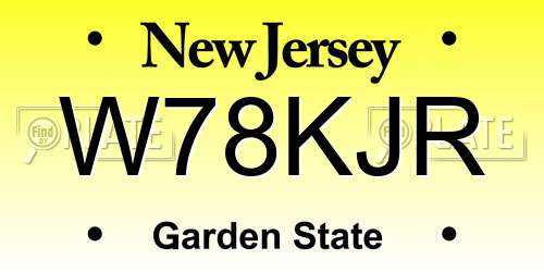 W78KJR New Jersey License Plate