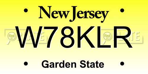 W78KLR New Jersey License Plate