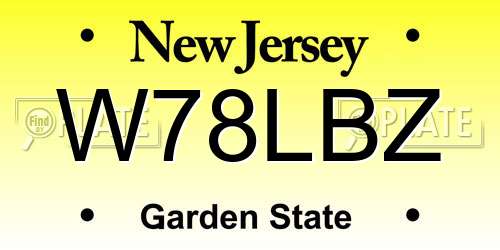 W78LBZ New Jersey License Plate