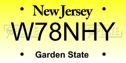 W78NHY New Jersey License Plate