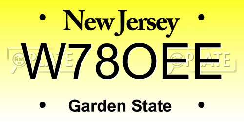 W78OEE New Jersey License Plate