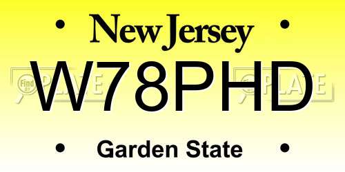W78PHD New Jersey License Plate