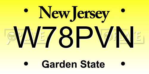 W78PVN New Jersey License Plate