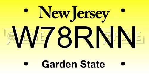 W78RNN New Jersey License Plate
