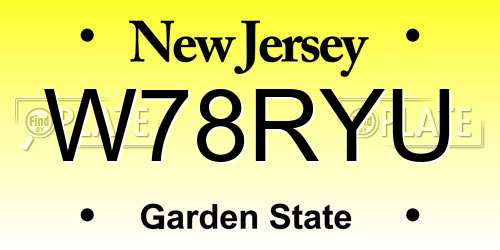 W78RYU New Jersey License Plate