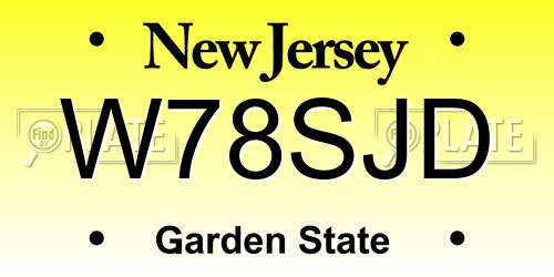 W78SJD New Jersey License Plate