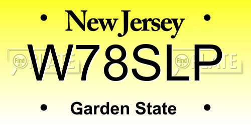 W78SLP New Jersey License Plate