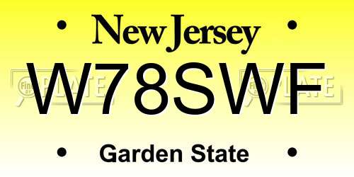 W78SWF New Jersey License Plate