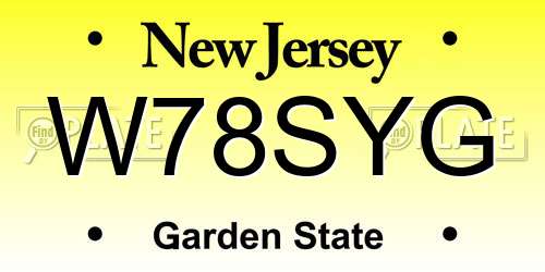 W78SYG New Jersey License Plate