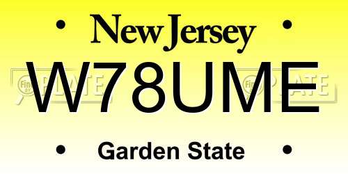 W78UME New Jersey License Plate