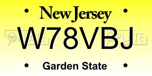 W78VBJ New Jersey License Plate