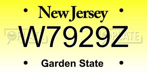 W7929Z New Jersey License Plate