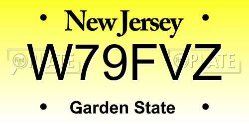 W79FVZ New Jersey License Plate