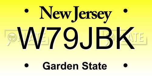 W79JBK New Jersey License Plate