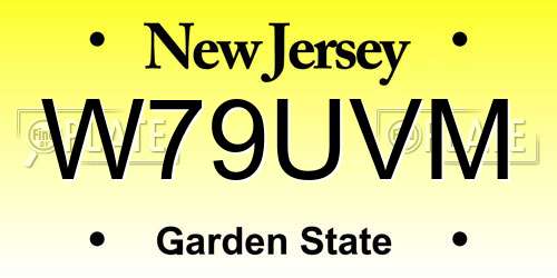 W79UVM New Jersey License Plate