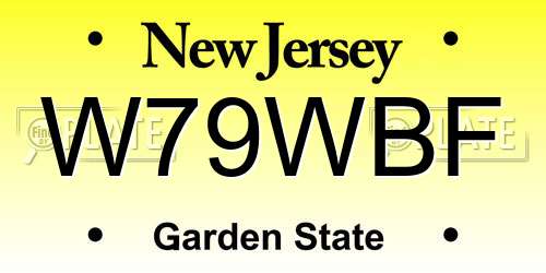 W79WBF New Jersey License Plate