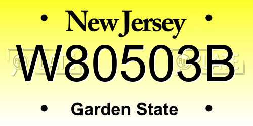 W80503B New Jersey License Plate