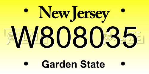 W808035 New Jersey License Plate