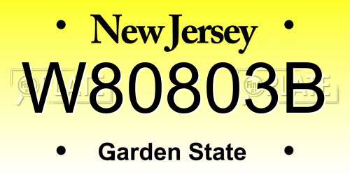 W80803B New Jersey License Plate