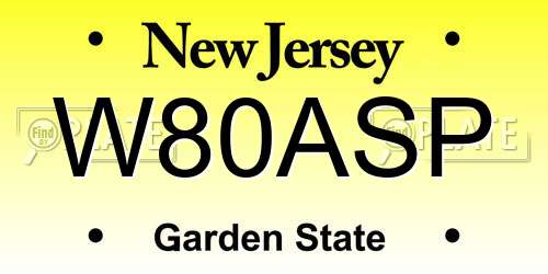 W80ASP New Jersey License Plate