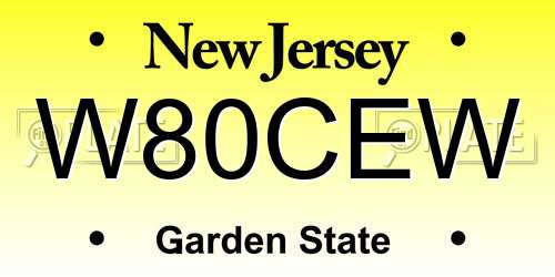 W80CEW New Jersey License Plate