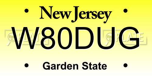 W80DUG New Jersey License Plate