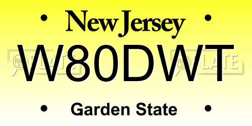 W80DWT New Jersey License Plate