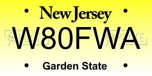 W80FWA New Jersey License Plate