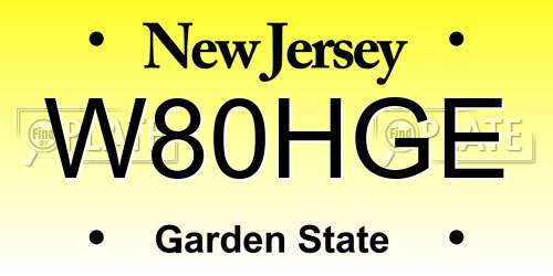 W80HGE New Jersey License Plate