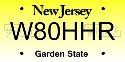 W80HHR New Jersey License Plate